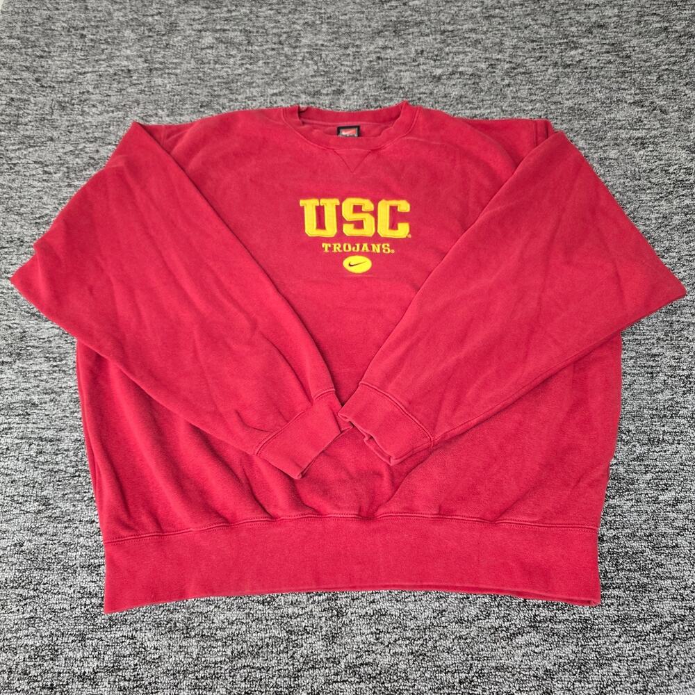 Vintage Nike USC Trojans Sweatshirt Men's L Red Crewneck Oval Swoosh Logo Crew